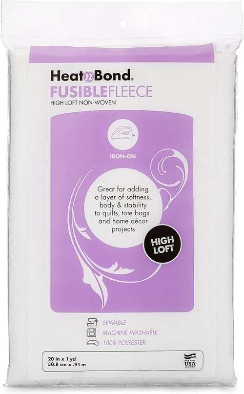 Heat-n-Bond Fusible Fleece 20x36 inch high loft non-woven fabric for added body and support in crafts and home decor projects