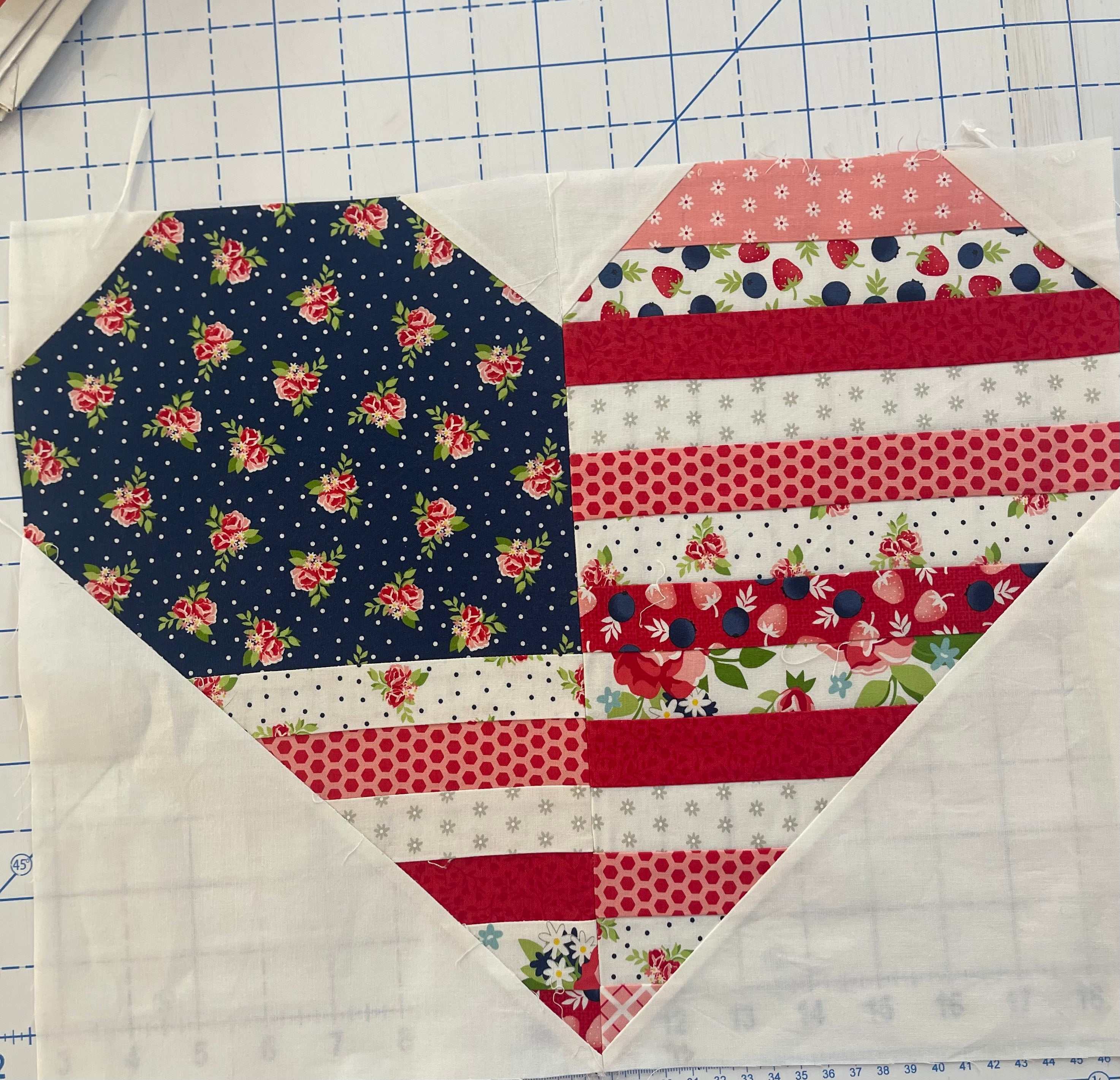 American Heart Quilt Kit featuring Berry Basket pattern by April Rosenthal with fabrics for 86x89" quilt top and binding