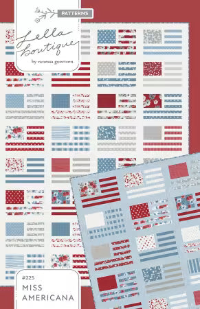 Miss Americana pattern patriotic American flag quilt in reds whites blues by Vanessa Goertzen