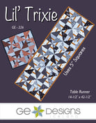 Lil' Trixie table runner pattern with light and dark 5-inch fabric squares and accent fabric