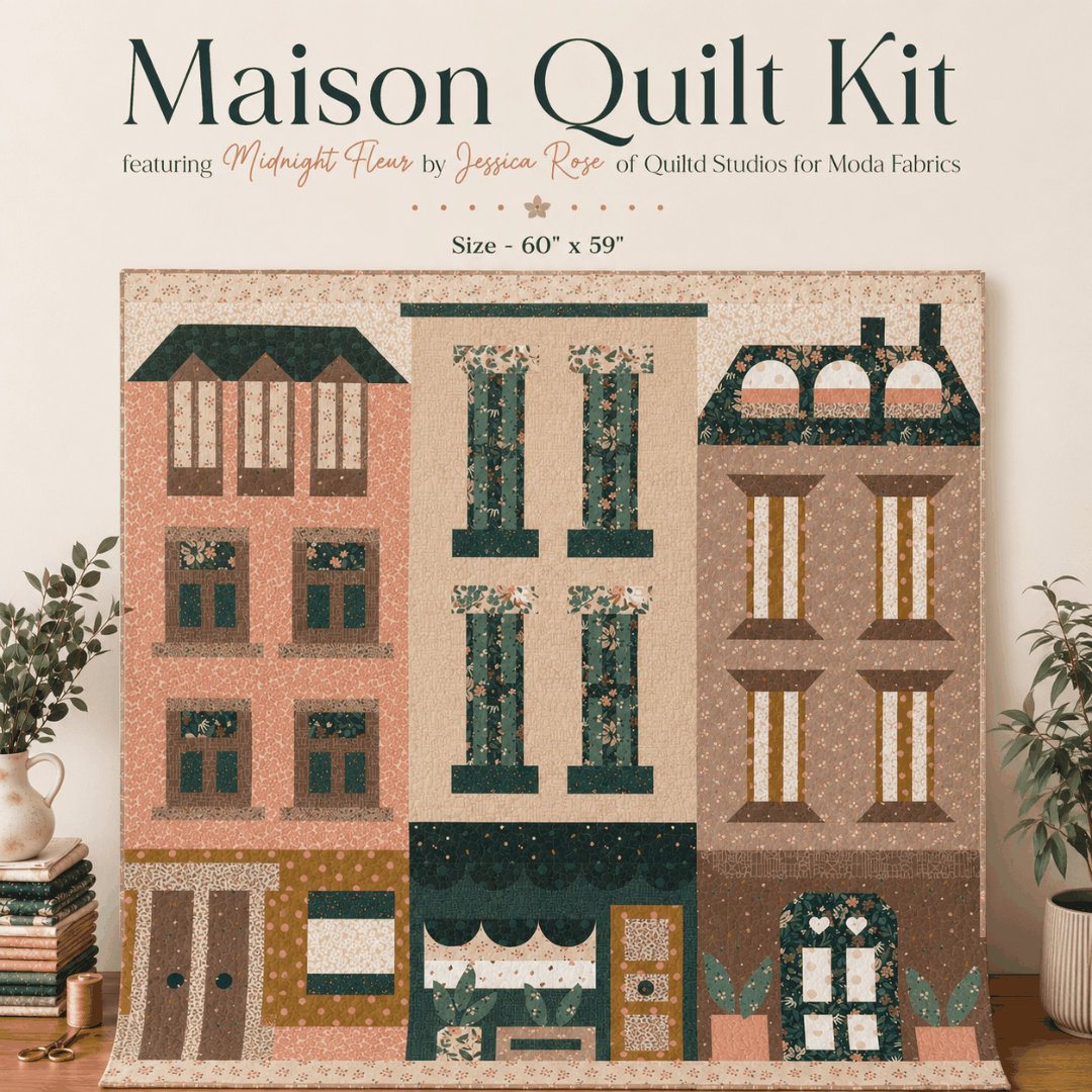 Maison BOM Quilt Kit featuring Midnight Fleur pattern by Jessica Rose for Moda Fabrics, 60x59 inches, pre-order with fabric and pattern included.