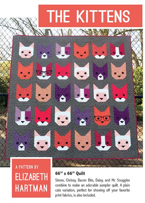 The Kittens (EH019) quilt pattern by Elizabeth Hartman featuring patchwork kittens
