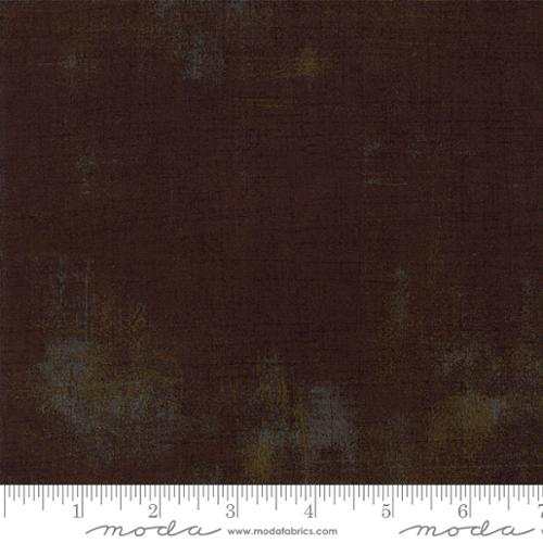 Moda Grunge fabrics Bison 30150 416 dark brown textured 100% cotton fabric with ruler scale