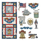Machine embroidery America 250th patriotic designs featuring flags, eagles, and historic icons for quilting and decor