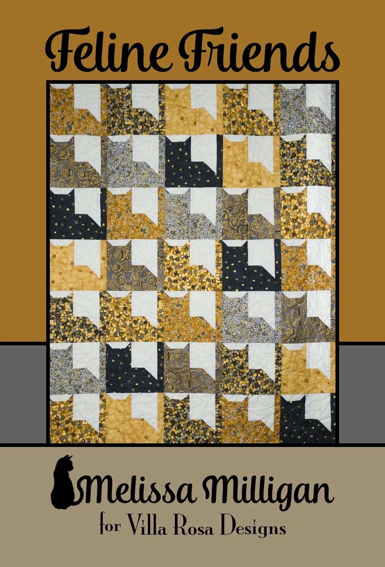 Feline Friends pattern quilt design with cat silhouettes by Melissa Milligan for Villa Rosa Designs