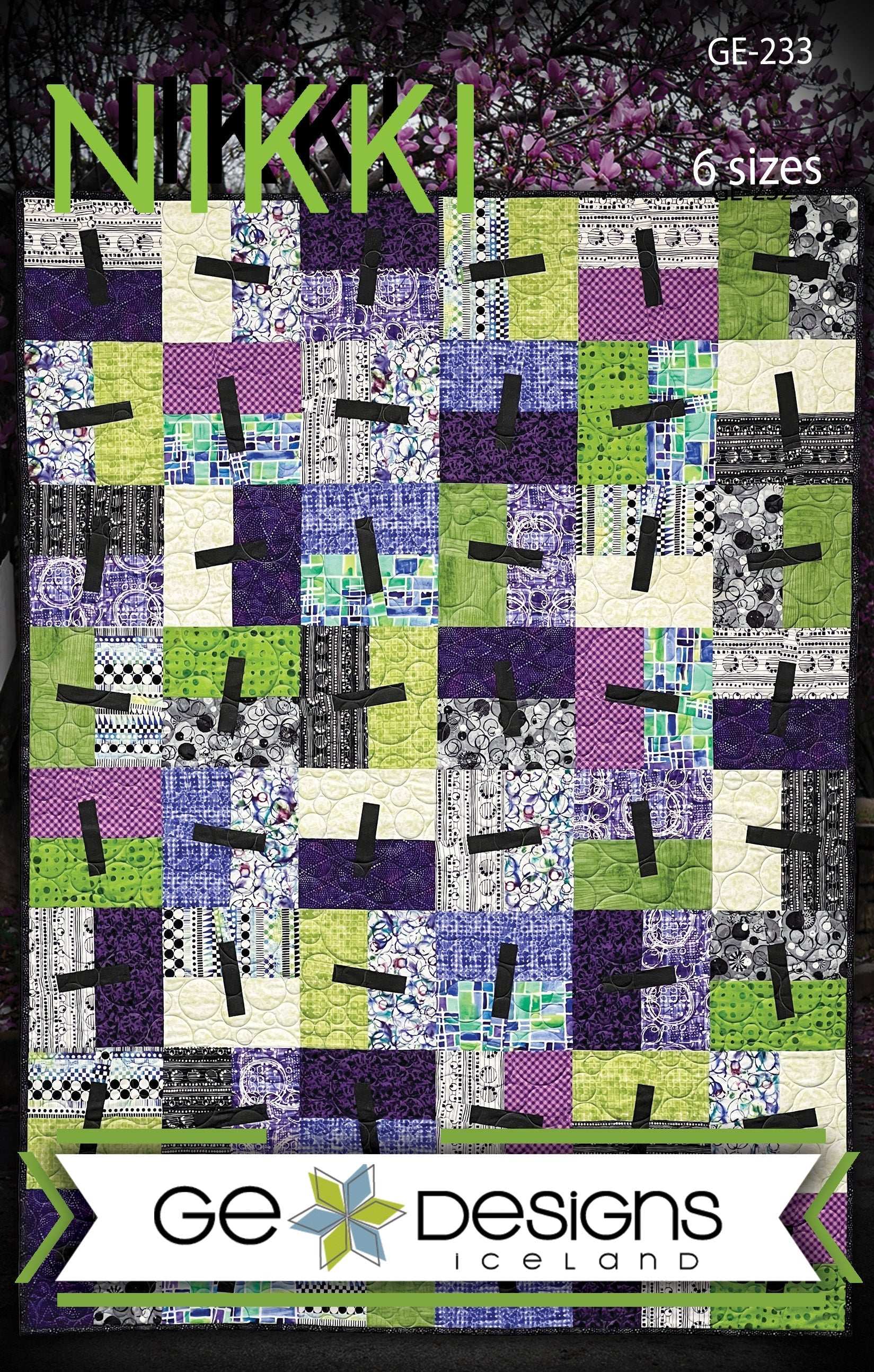 Nikki 10 inch square geometric quilt pattern with six size options