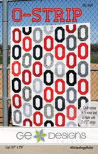 O-Strip Pattern 169 quilt showcasing colorful strips made with Jelly roll fabric and Stripology ruler for quick cutting.