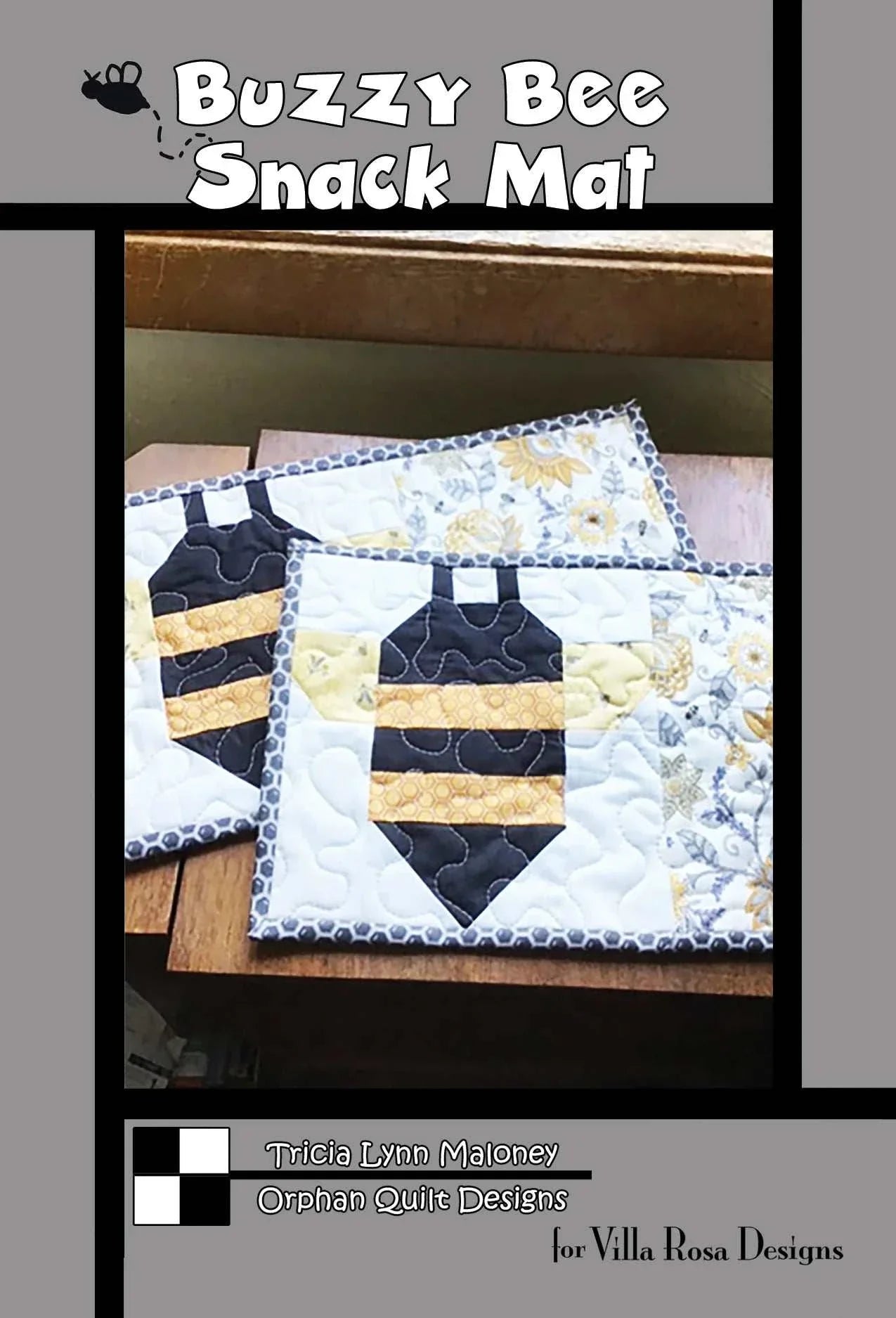 Busy Bee Snack Mat quilt pattern with bee design placemats by Tricia Lynn Maloney