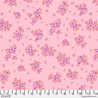 True Colors 2025 pink fabric with small purple floral clusters and red leaves by Tula Pink for FreeSpirit Fabrics