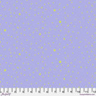 True Colors 2025 fabric by Tula Pink featuring yellow celestial stars and moons on purple background