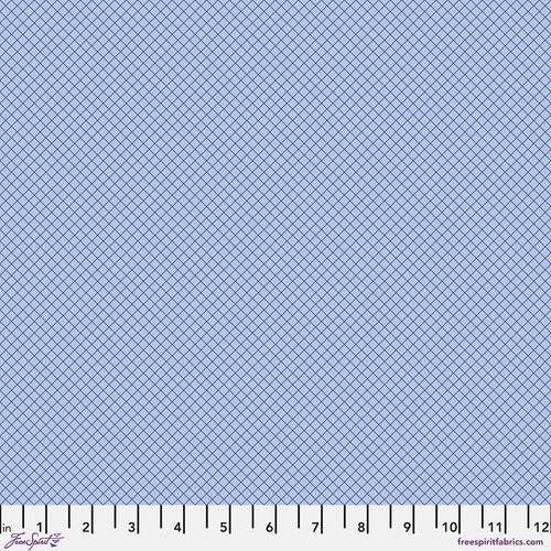 True Colors 2025 On the Grid Shoreline blue fabric with grid pattern by Tula Pink for FreeSpirit Fabrics