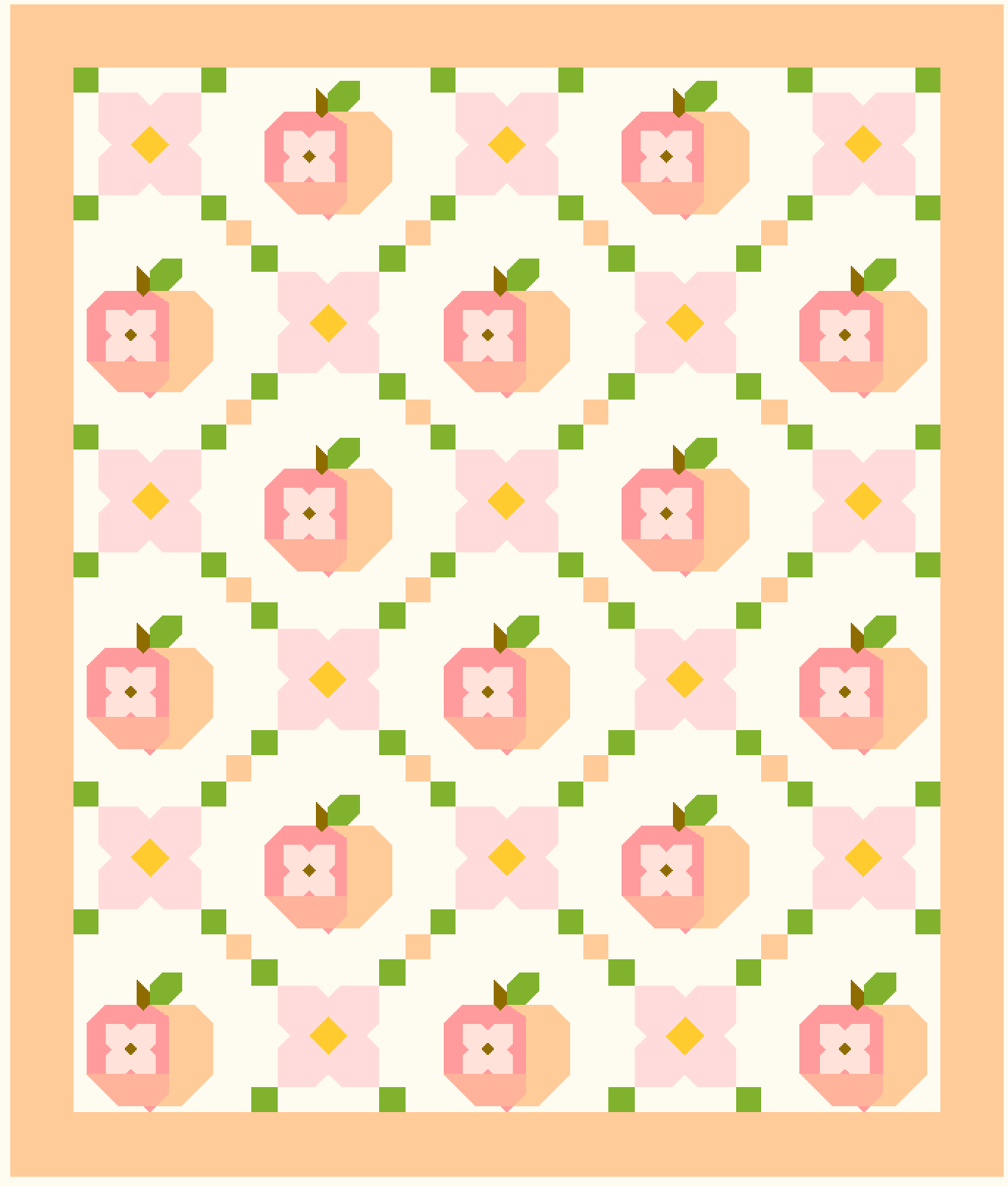 Peach Blossom Quilt Kit with curated peach and pink fabrics for 61x71.5 inch throw quilt top and binding