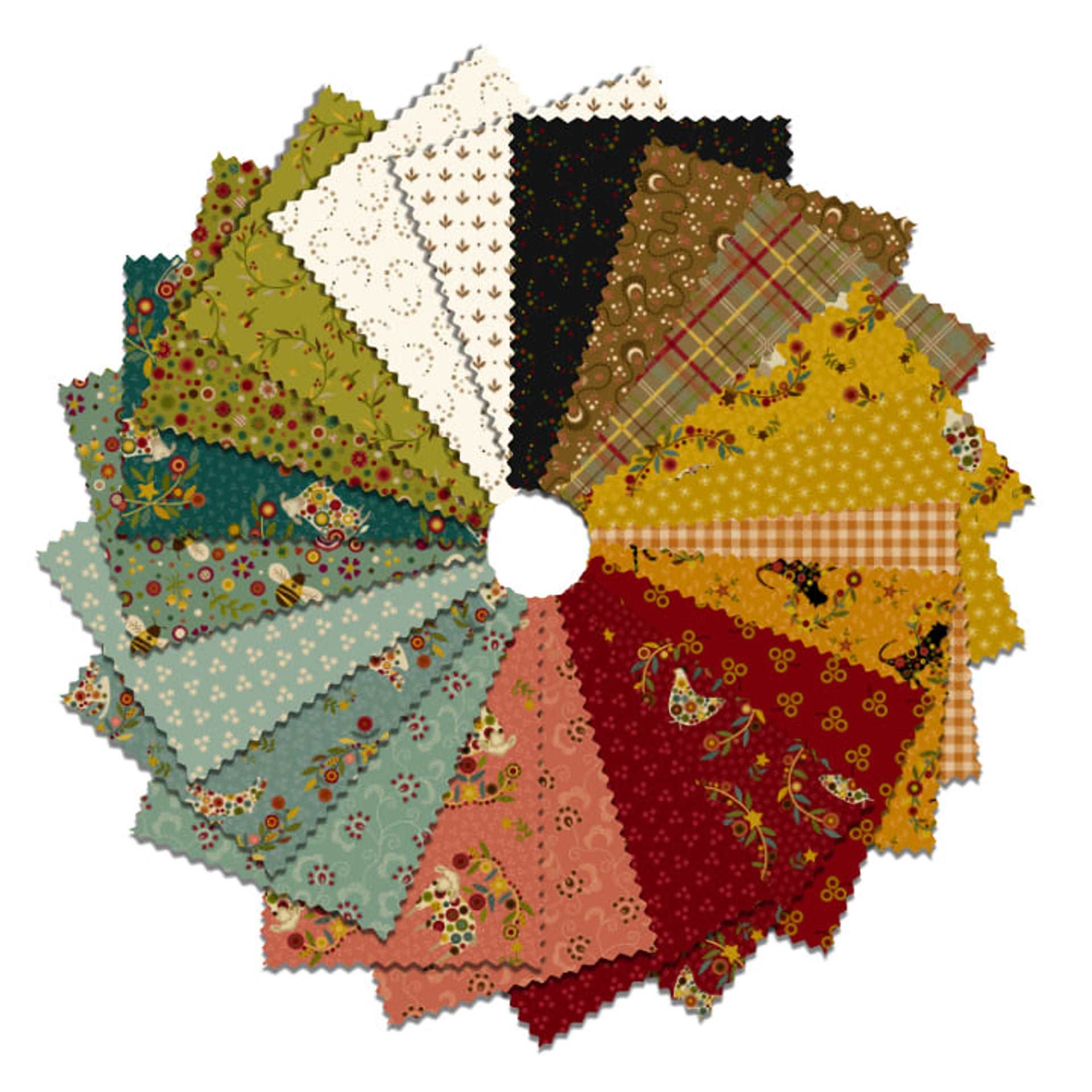 Pennyberry Farm Fat Quarter Bundle with 21 farm-themed fabric pieces by Kim Diehl for quilting and crafting