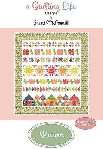 Harbor by Sherri McConnell quilt pattern with colorful geometric and floral designs, 52x57 inches project size
