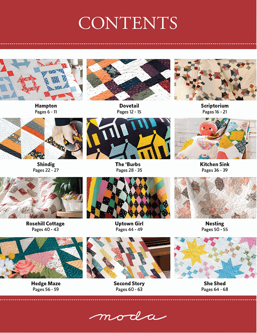 Moda Songbook Patterns Home, Piece by Piece Quilt Book - 12 Patterns by Moda Fabrics – Bella ...