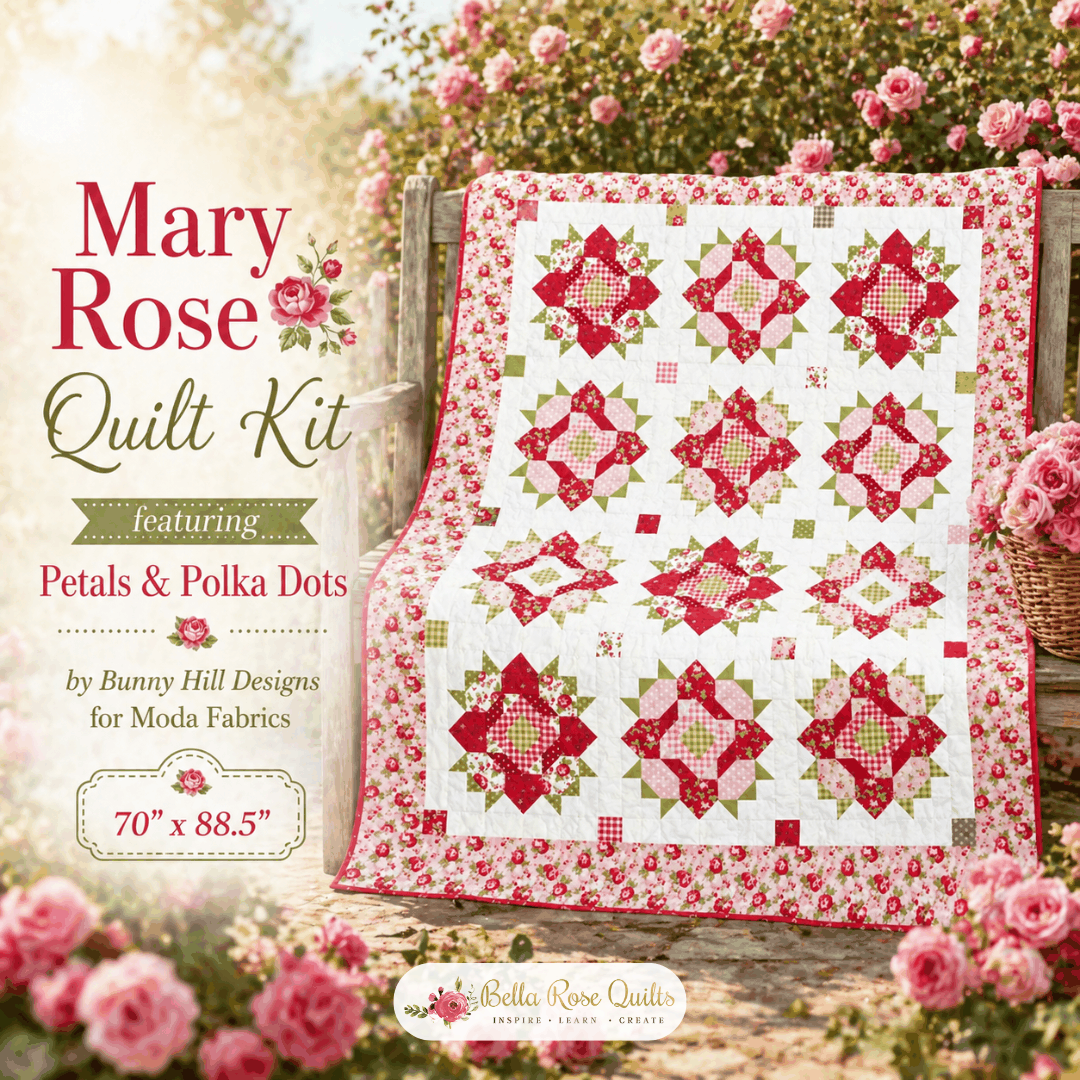Mary Rose Quilt Kit with floral Petals & Polka Dots fabric by Bunny Hill Designs, 70"x88.5" pre-order