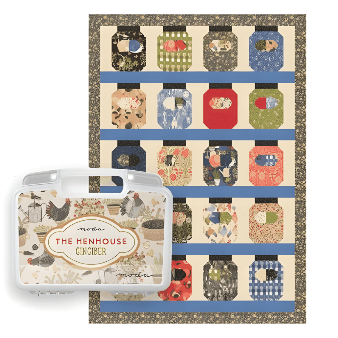 Moda Collectors Series Limited Edition Henhouse fabric bin with exclusive quilting supplies and patterns