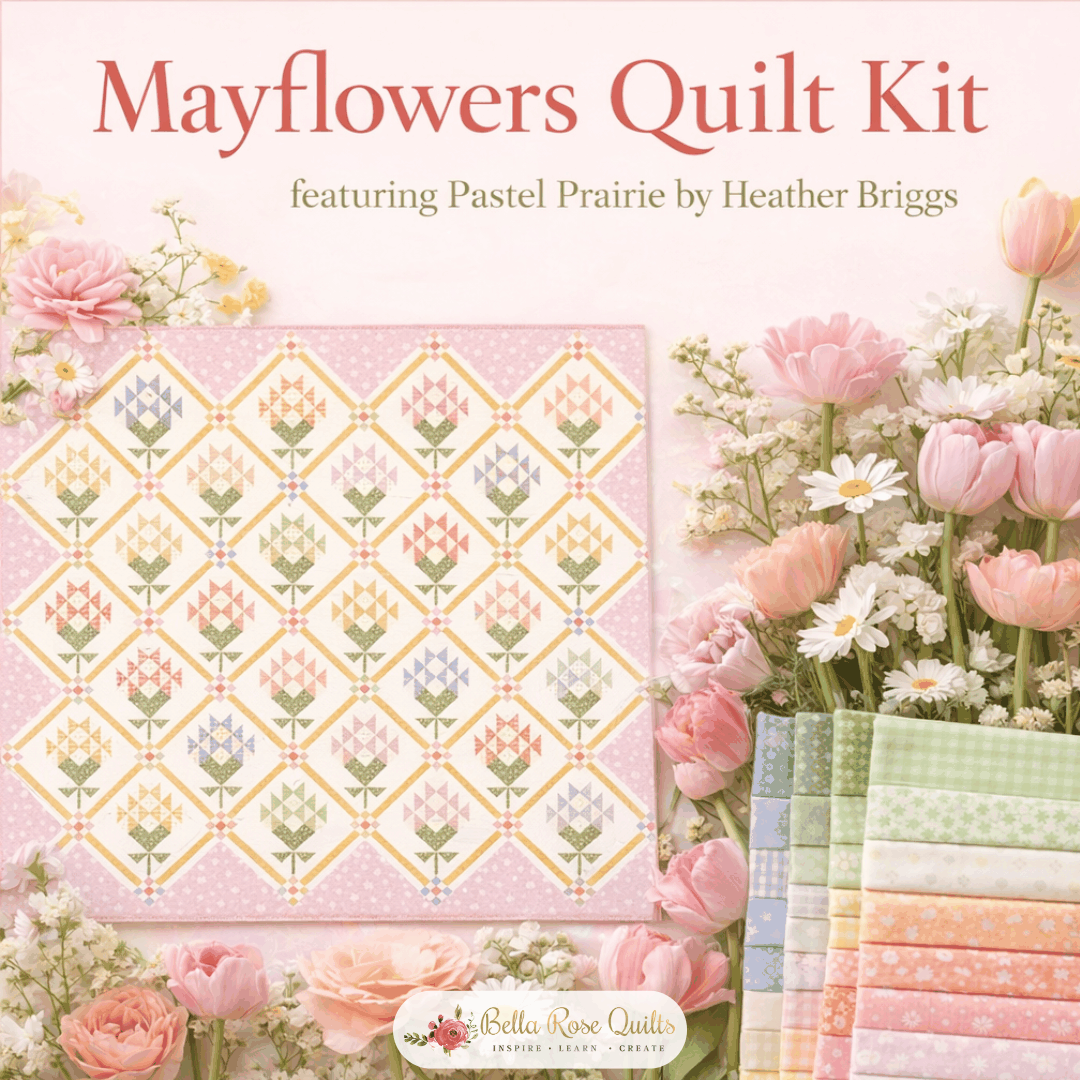 Mayflowers Quilt Kit 78 inch square featuring Pastel Prairie by Heather Briggs for Moda Fabrics