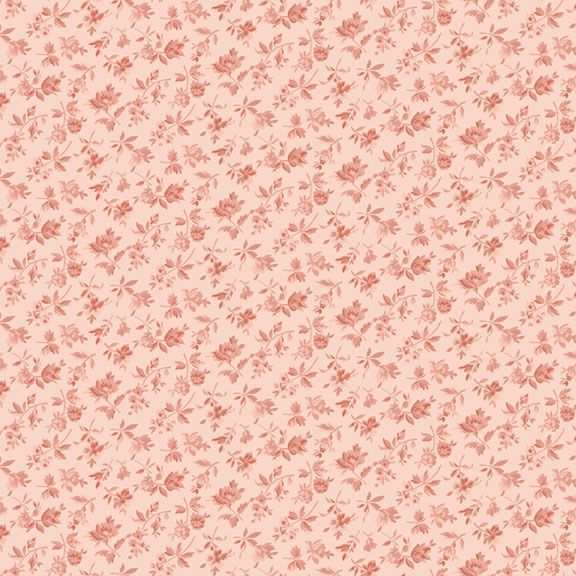 Kathleen's Story Tossed Flowers Pink fabric by Chris Schulte with delicate pink florals and paisley pattern