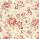 Love Letters Large Floral Cream fabric by Dawn Heese with floral and heart motifs on cream background