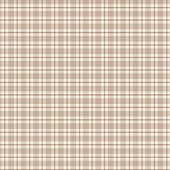 Yardley House Braids Cream cotton fabric with pink floral bouquets and subtle plaid accents on beige background
