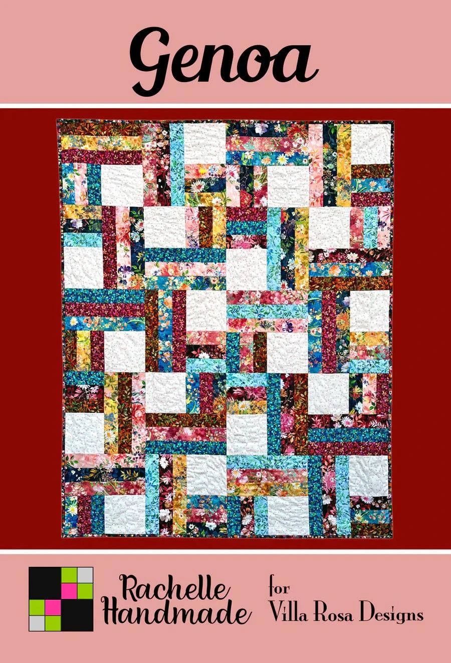 Genoa Quilt Kit by Rachelle Handmade with colorful fabric pieces and 48x60 inch finished size