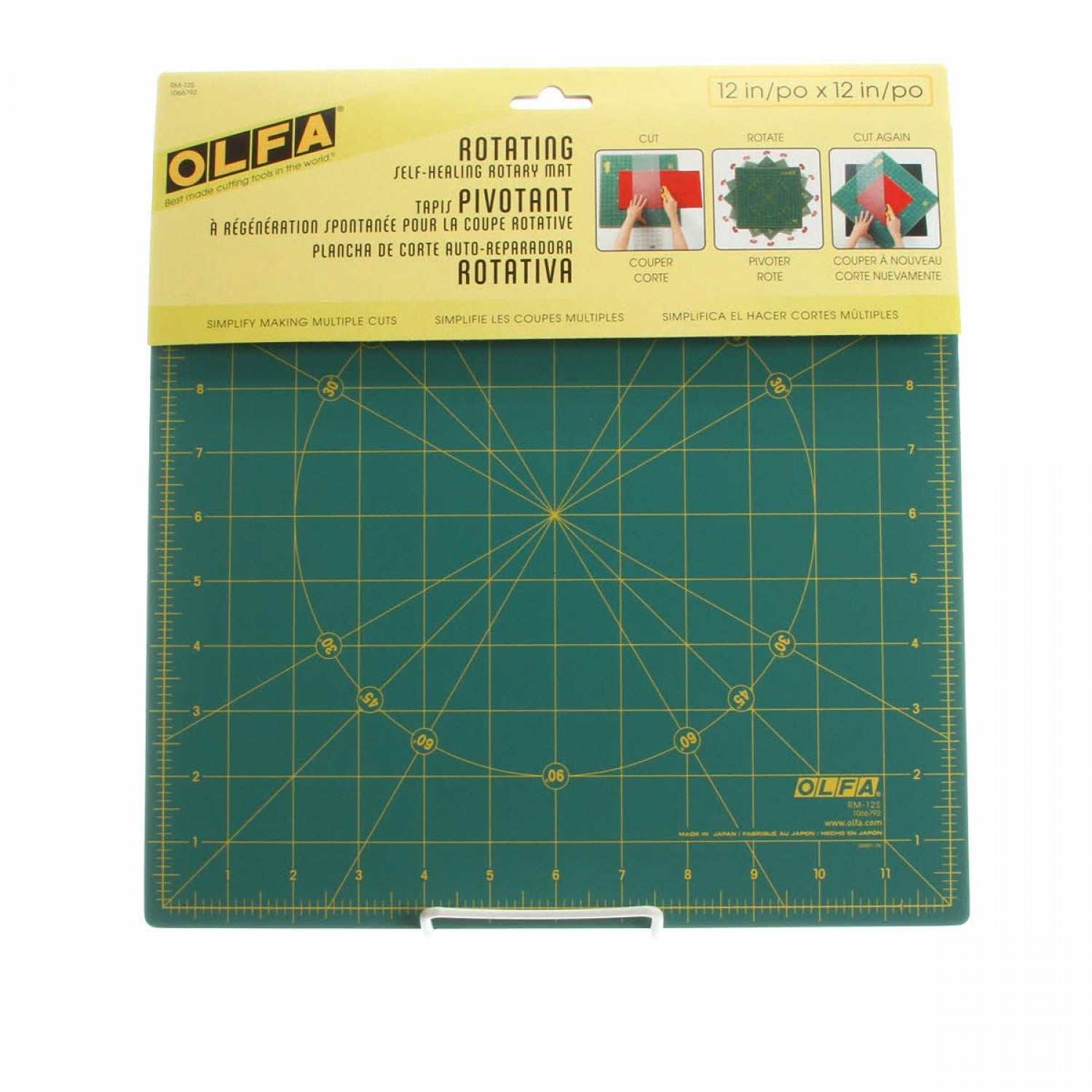 Olfa 12x12" rotating self-healing cutting mat with non-slip back and 360-degree rotation