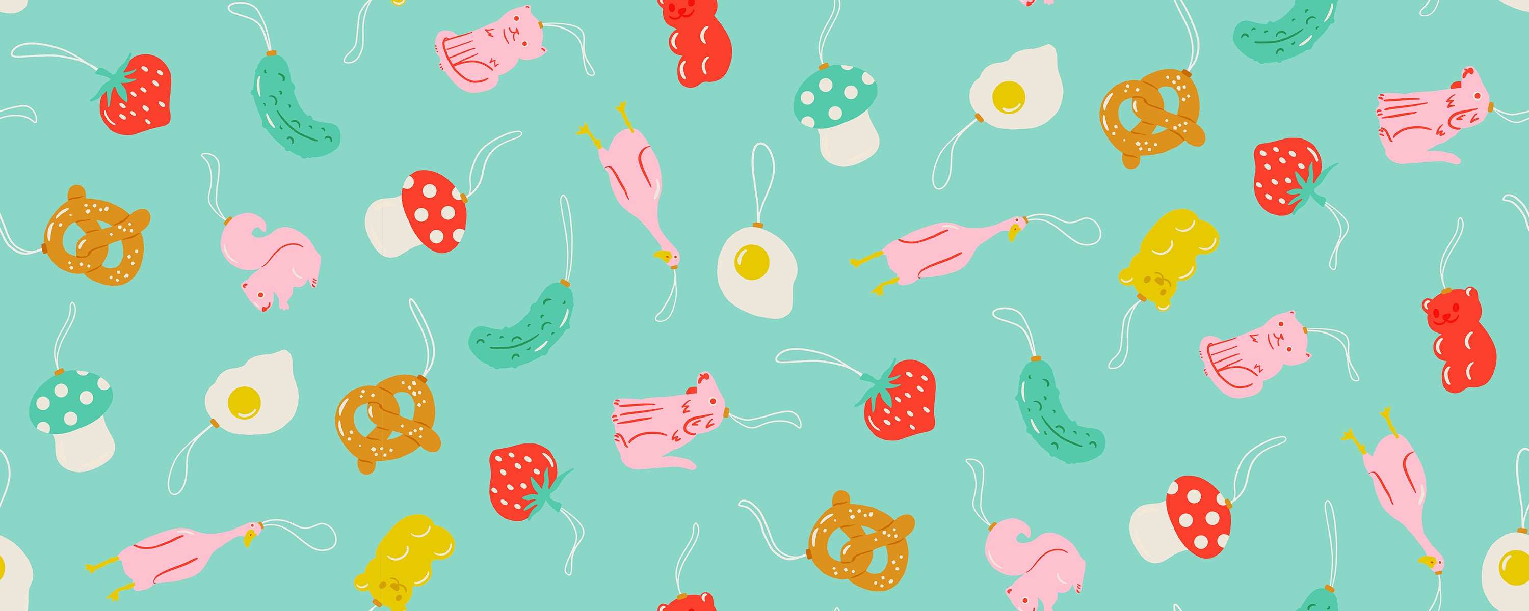 Merry Happy Find The Pickle Christmas novelty ornaments fabric by Kimberly Kight for Ruby Star Society