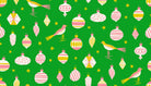 Merry Happy Baubles Christmas novelty ornaments fabric by Kimberly Kight with bold 1970s holiday colors and classic baubles pattern