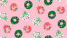 Merry Happy Bough Down Christmas novelty wreaths pink fabric pattern by Kimberly Kight