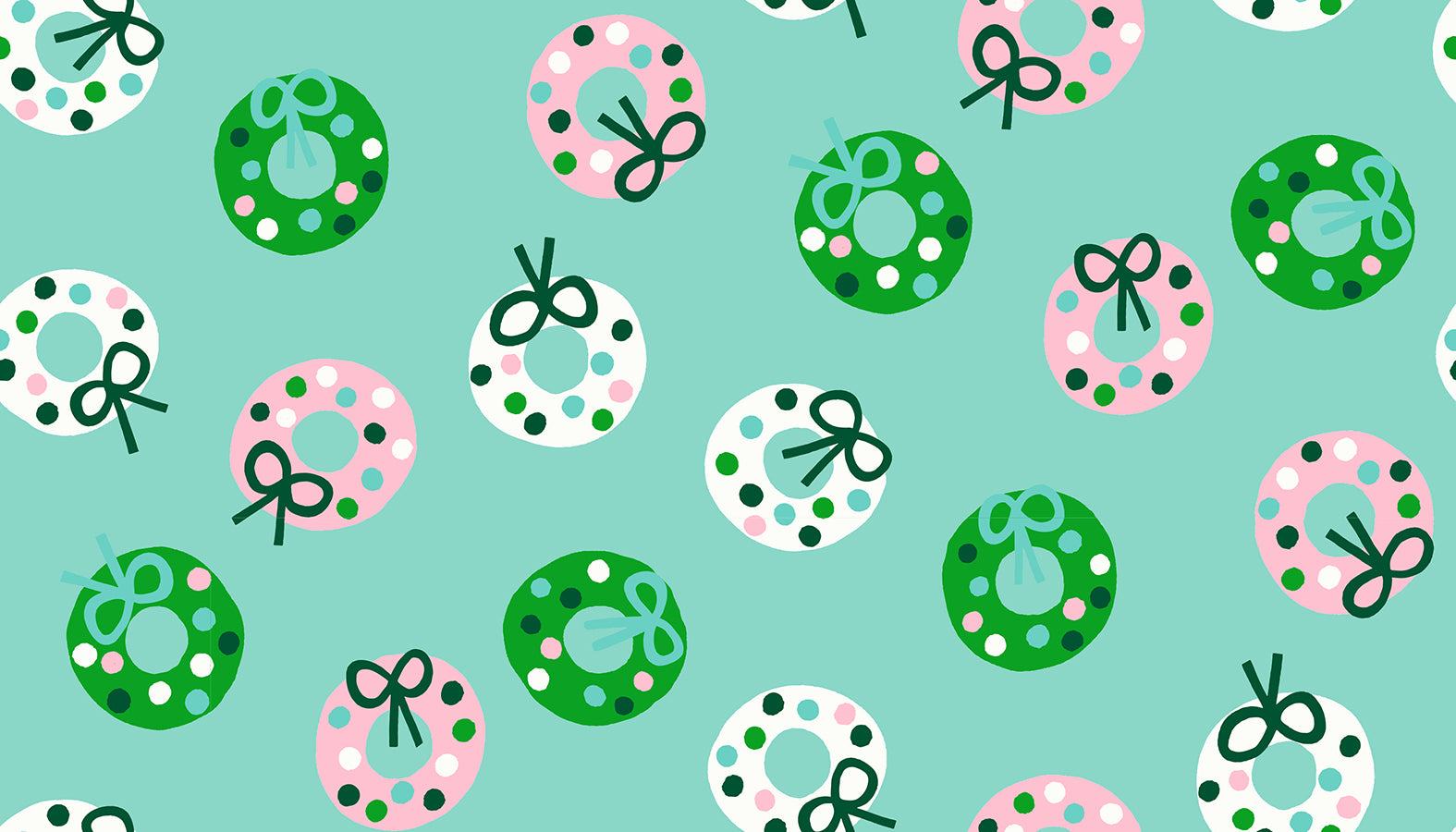Merry Happy Bough Down Christmas novelty wreath pattern with colorful dots and frost by Kimberly Kight for Ruby Star Society