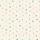 Merry Happy Christmas fabric with festive confetti, snowflakes, and candy canes by Kimberly Kight