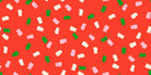 Merry Happy Merry Gummies Christmas novelty gummy bears fabric by Kimberly Kight with holiday ornaments and lights pattern