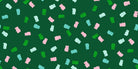 Merry Happy Merry Gummies Christmas-themed gummy bears fabric by Kimberly Kight with festive ornaments and lights pattern