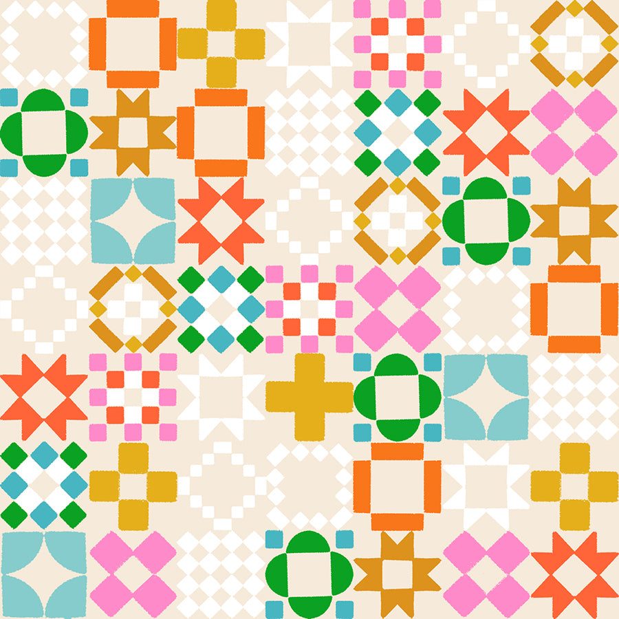 1 800 Notion quilting fabric by Ruby Star Society with colorful sewing notions and crafty motifs