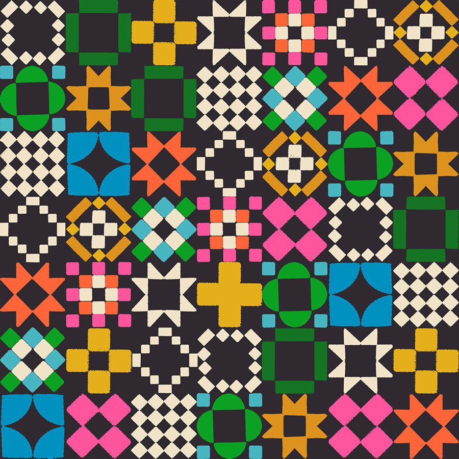 RS5215 14 1 800 Notion Quilty As Charged Soft Black fabric by Ruby Star Society with sewing motifs on black background