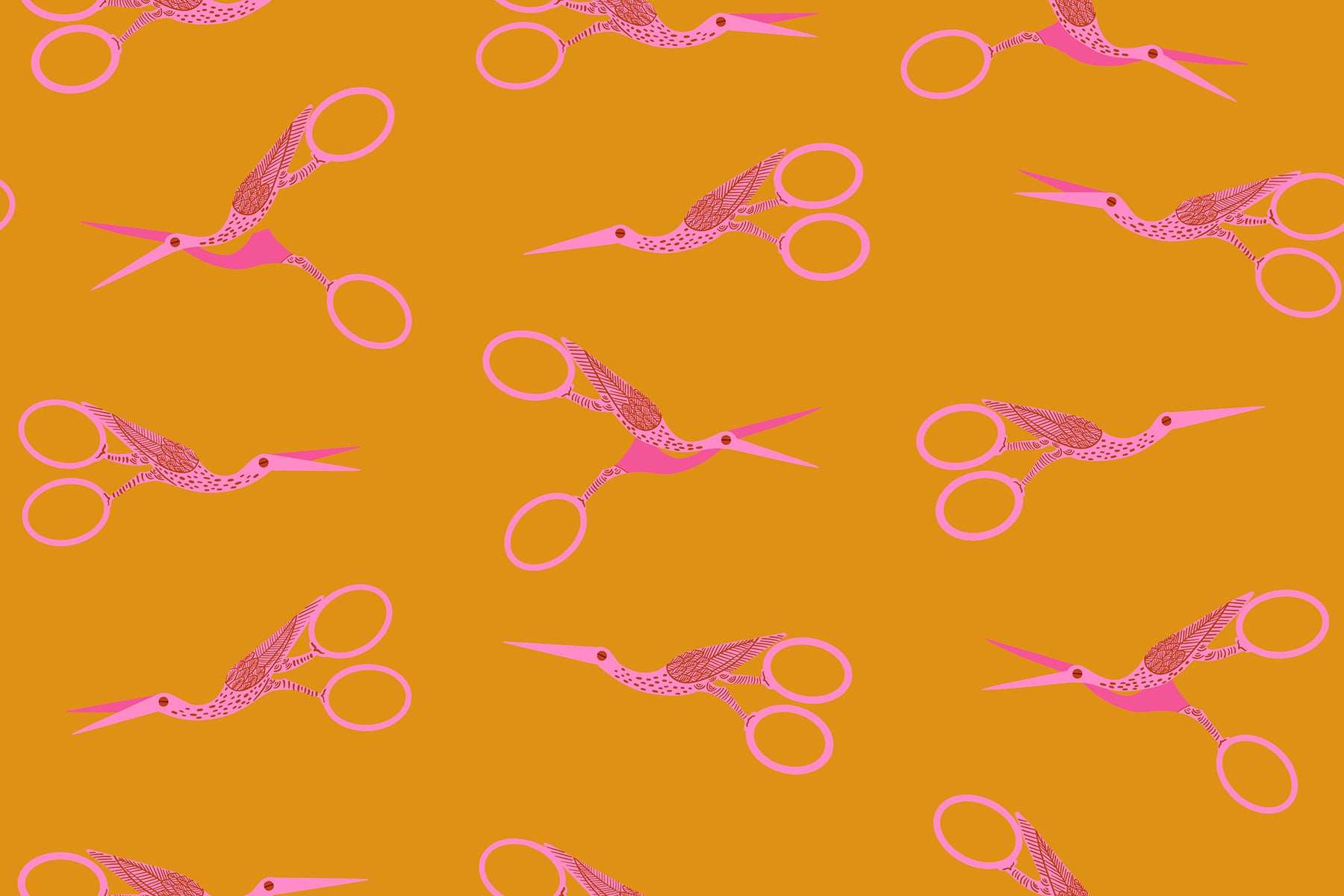Ruby Star Society 1 800 Notion sewing-themed fabric with colorful scissors and honey motifs by Moda Fabrics