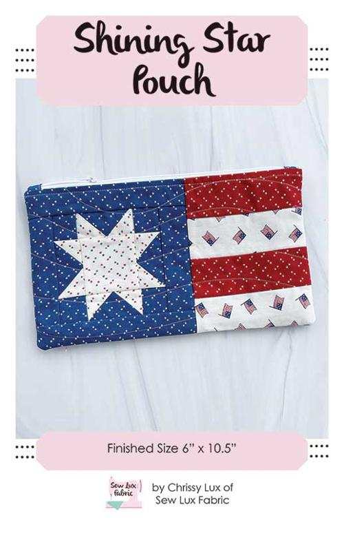 Shining Star Pouch by Chrissy Lux, 6x10 inch patriotic fabric pouch with star design