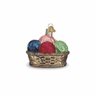 Lori Holt Basket of Yarn Christmas ornament with colorful yarn balls in woven basket design