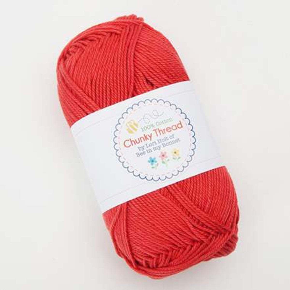 Lori Holt Chunky Thread 100% cotton cayenne red yarn skein for knitting and crochet