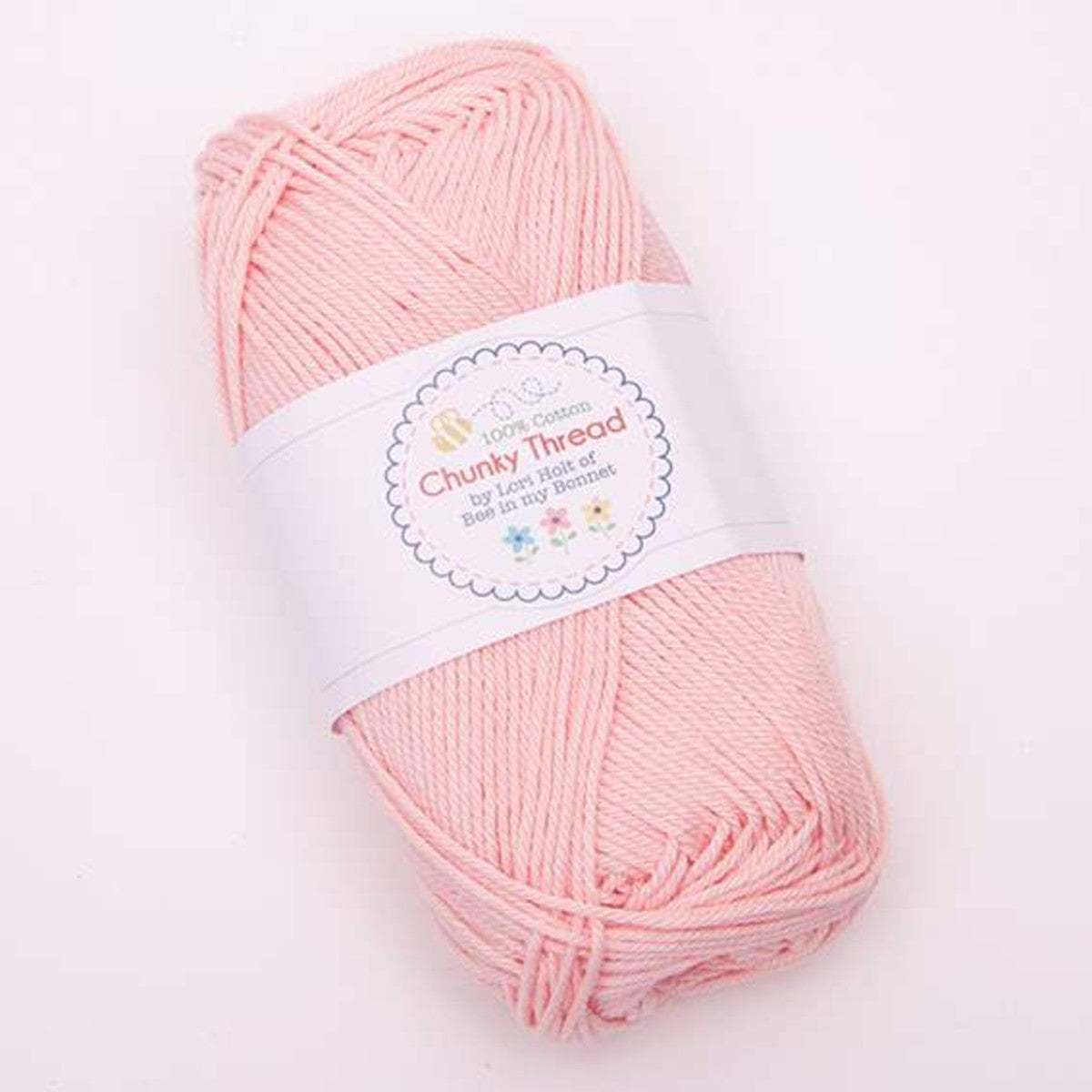 Lori Holt Chunky Thread Frosting pink cotton yarn skein for knitting and crochet