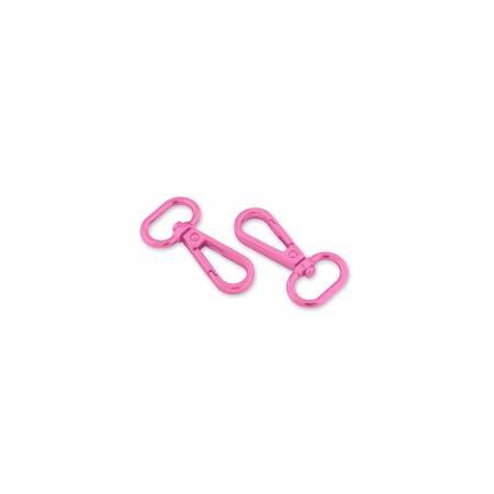 Two pink pearlescent 3/4in swivel hooks by Tula Pink and Sallie Tomato for bag straps