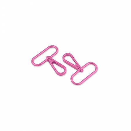Two Tula Pink 1-1/2in pink pearlescent swivel hooks for bag straps by Tula Pink and Sallie Tomato