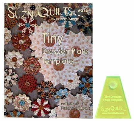 Tiny Dresden Plate Template quilting pattern and acrylic template tool by Susan Marth for 4.5-inch finished blocks