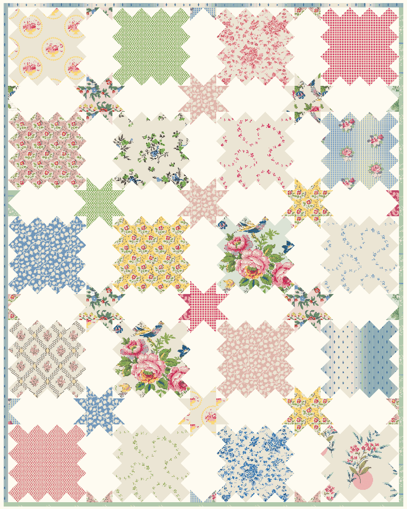 Milkwood Quilt Kit with Farmers Daughter fabric, pattern, and fabric for 49" x 62" quilt top and binding options