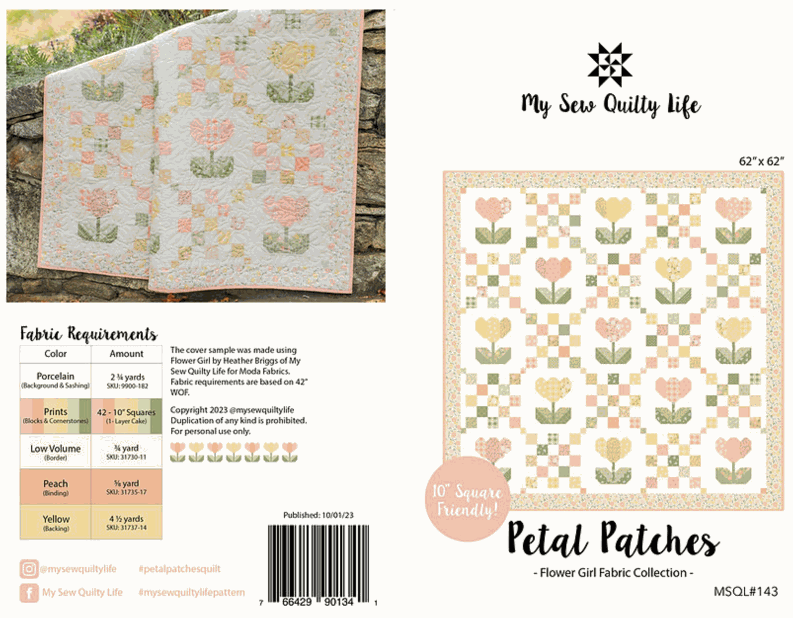 Petal Patches Quilt Pattern 62x62 flower patchwork quilt My Sew Quilty Life