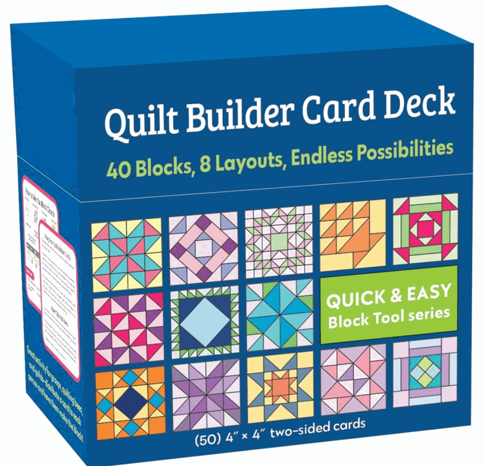 Quilt Builder Card Deck set with 40 blocks and 50 two-sided 4x4 cards for easy quilt layouts