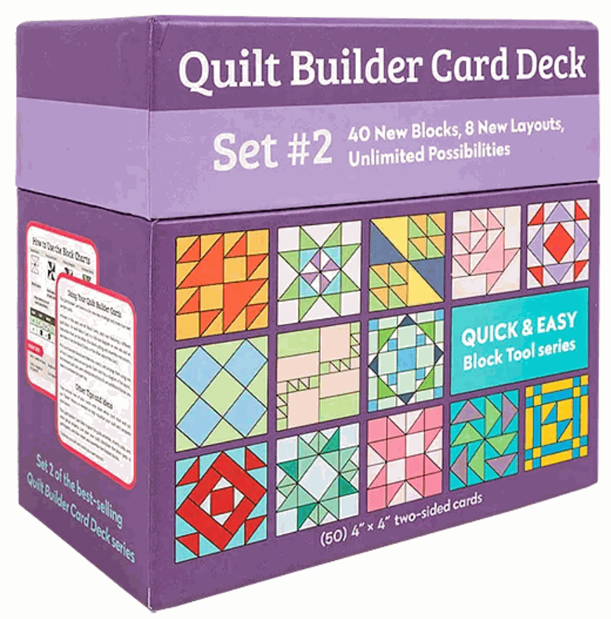 Quilt Builder Card Deck Set 2 with 40 quilt blocks and 8 layouts on 50 two-sided 4x4 cards