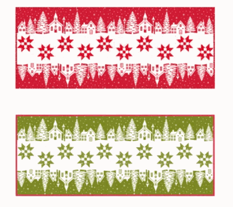 Christmas Village Table Runner Kit with Buon Natale fabric by Fig Tree in red and green options