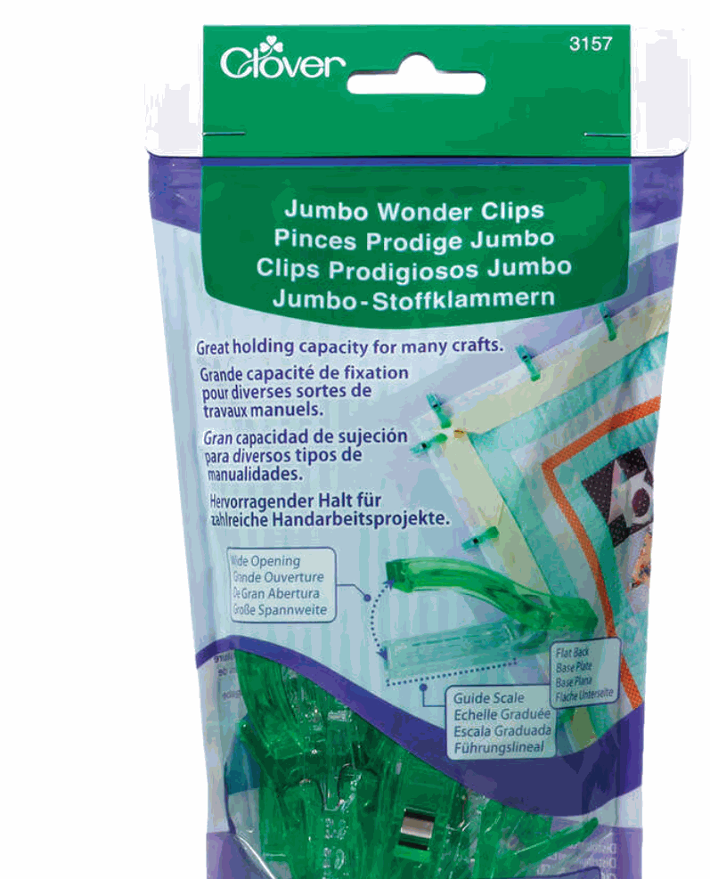 24 pieces Jumbo Wonder Clips in green packaging for crafts and sewing projects